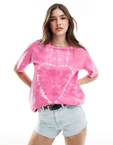 T-shirt oversize effet tie-dye à motif caur - Pieces - Modalova