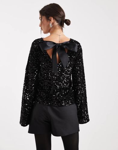 Top dos nu en satin  sequins et naud au dos - Pieces - Modalova