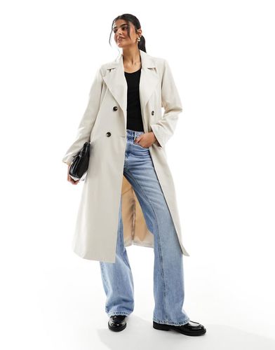 Trench-coat à ceinture - Taupe - Pieces - Modalova