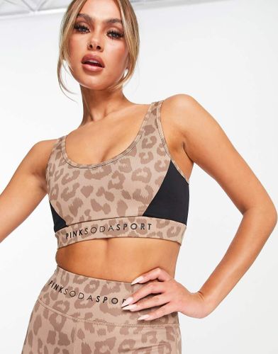 Sport - Brassière de sport à maintien moyen en polyester à imprimé léopard - MULTI - Pink Soda - Modalova