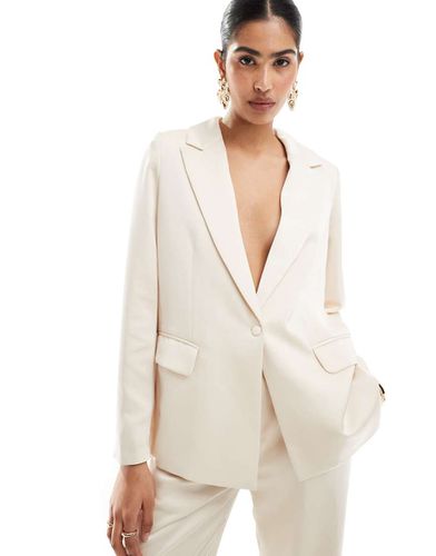 Hen - Blazer long d'ensemble en satin - Ivoire - Pretty Lavish - Modalova