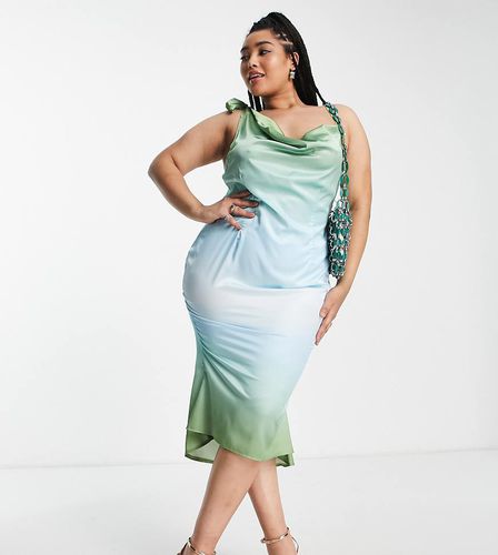 Robe nuisette en satin à bretelles nouées - Vert dégradé - Public Desire Curve - Modalova