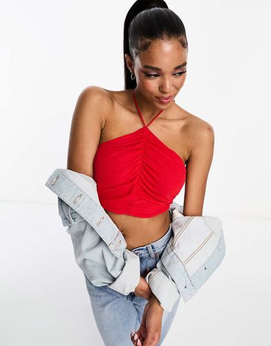 Crop top dos nu froncé - Rouge - Pull & bear - Modalova