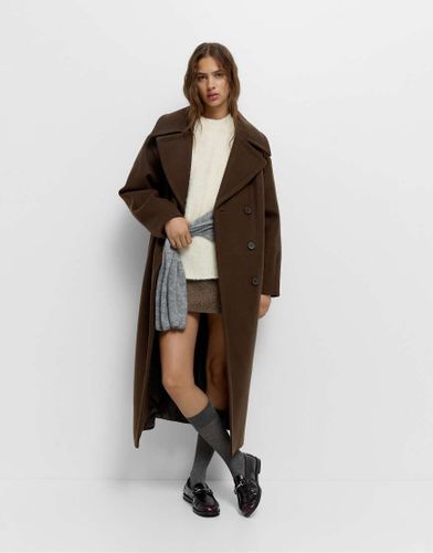 Manteau en feutre doux et textur - Chocolat - Pull & bear - Modalova
