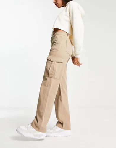 Pantalon cargo droit à taille haute - Beige - Pull & bear - Modalova