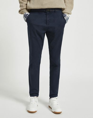 Pantalon chino habillé coupe ajustée - Bleu - Pull & bear - Modalova