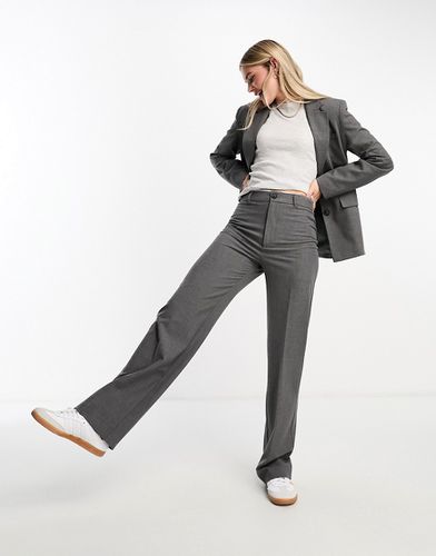 Pantalon d'ensemble droit ajusté à taille haute - foncé - Pull & bear - Modalova