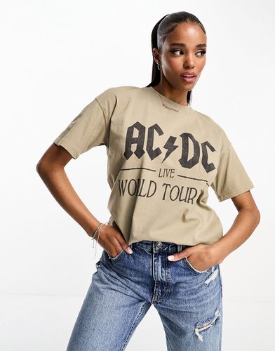 T-shirt à imprimé groupe AC/DC - Taupe - Pull & bear - Modalova