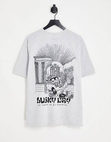 T-shirt à imprimé Lucky Day - Gris - Pull & Bear - Modalova