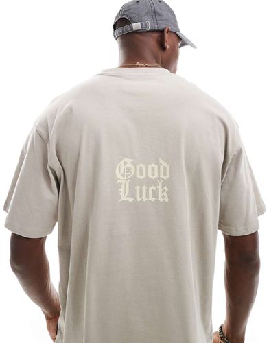 T-shirt avec imprimé Good Luck » au dos - Beige délavé - Pull & bear - Modalova