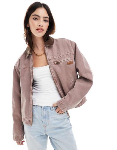 Veste de travail avec col en velours côtelé - Mauve délavé - Pull & bear - Modalova