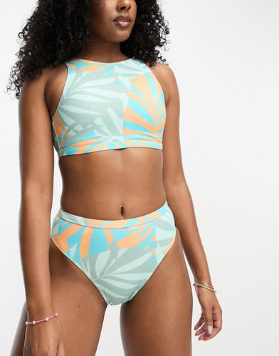 Pop Up - Haut de bikini long façon crop top à imprimé tropical - Roxy - Modalova