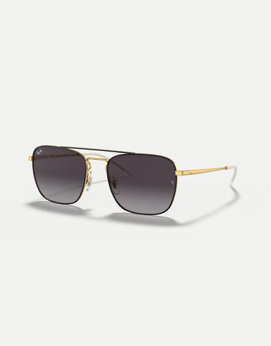 Ray-Ban - RB3588- Lunettes de soleil carrées à verres gris - sur doré - Rayban - Modalova