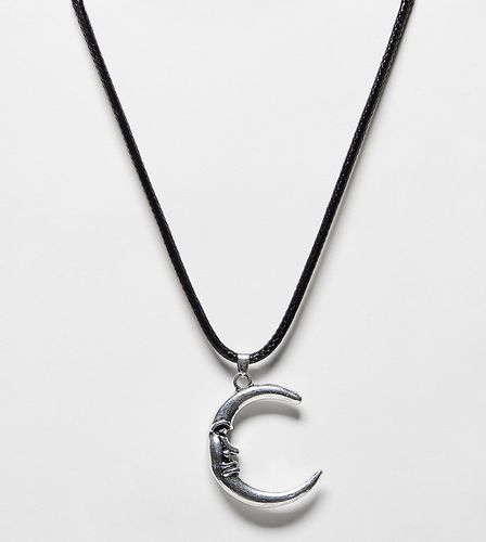 Collier unisexe en cordon avec pendentif lune bombé - Reclaimed Vintage - Modalova