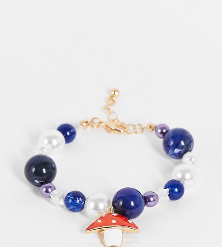 Inspired - Bracelet avec pendentif champignon et perles synthétiques style années 90 - Reclaimed Vintage - Modalova