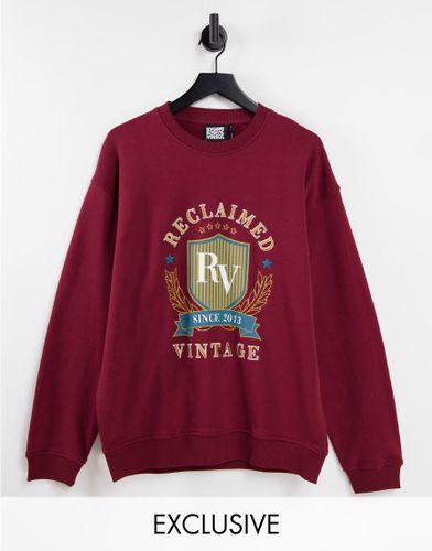 Inspired - Sweat unisexe oversize avec broderie style universitaire - Bordeaux - Reclaimed Vintage - Modalova