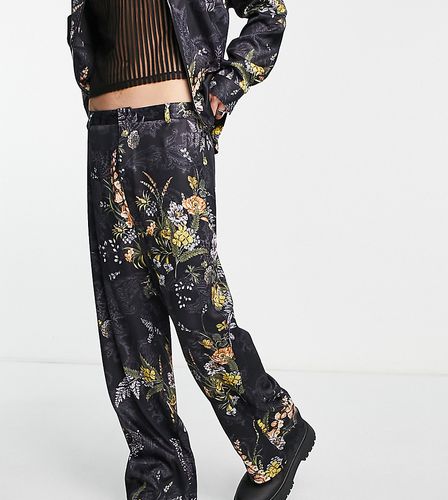 Pantalon large d'ensemble à imprimé fleurs de couleurs foncées - Reclaimed Vintage - Modalova