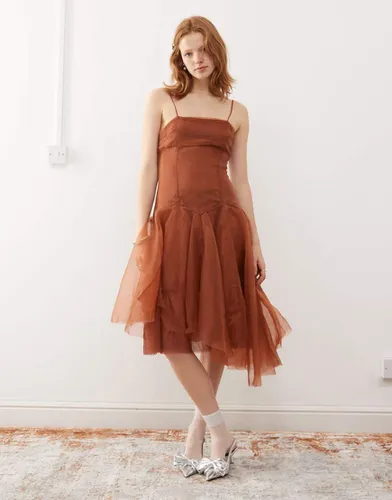 Robe de soirée mi-longue en organza - Reclaimed Vintage - Modalova