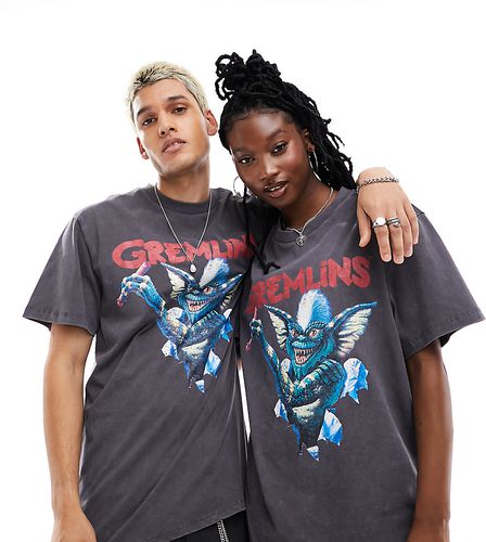 T-shirt unisexe avec imprimé Gremlins sous licence - Anthracite délavé - Reclaimed Vintage - Modalova