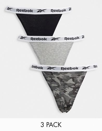 Sheya - Lot de 3 slips - chiné et noir camouflage - Reebok - Modalova