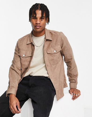 Chemise en suédine à manches longues - Taupe - River Island - Modalova