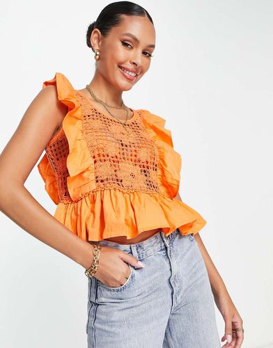 Crop top à volants au crochet - River Island - Modalova