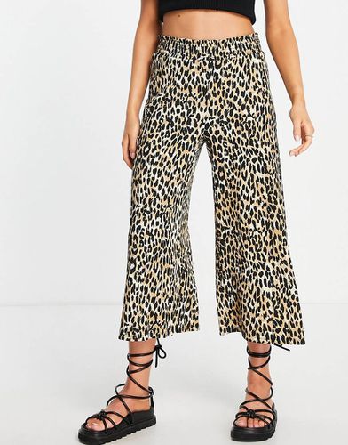 Jupe-culotte à pois froncée à la taille avec imprimé léopard - River Island - Modalova