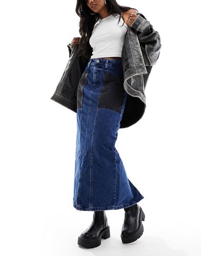 Jupe longue en jean effet patchwork - River Island - Modalova