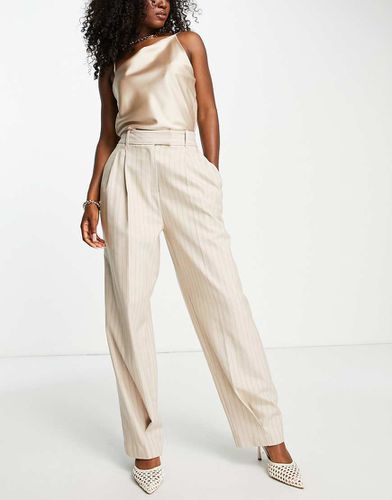 Pantalon d'ensemble plissé à rayures fines - Beige - River Island - Modalova