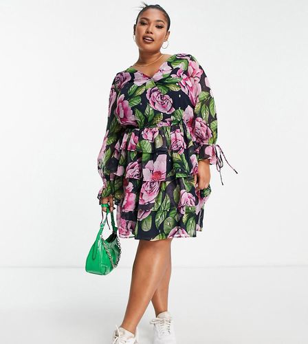 Robe courte froncée avec liens à nouer - Lilas - River Island Plus - Modalova