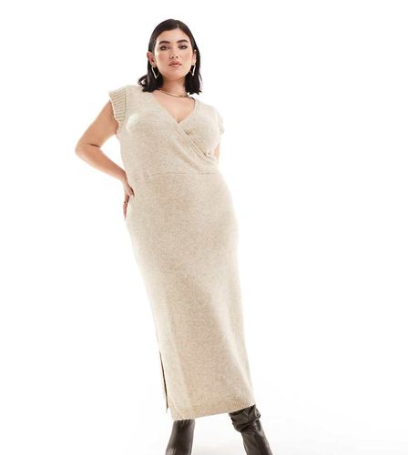 Robe mi-longue coupe cache-caur - Beige - River Island Plus - Modalova