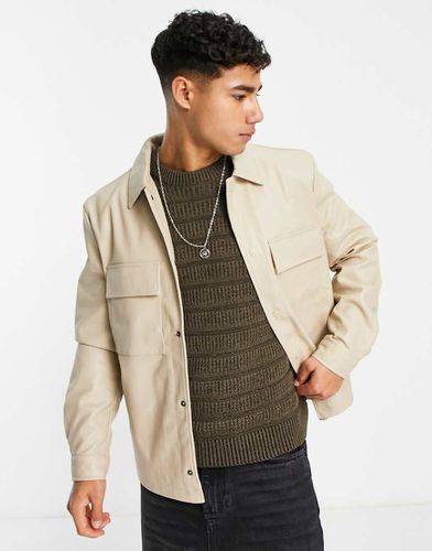 Surchemise en PU - Taupe - River Island - Modalova