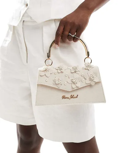 Sac bandoulière forme sacoche avec fleurs en relief - Beige - River Island - Modalova