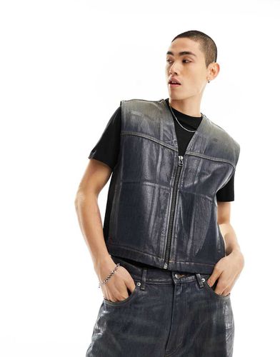 Aitos - Veste sans manches d'ensemble zippée en denim ciré - délavé - Weekday - Modalova