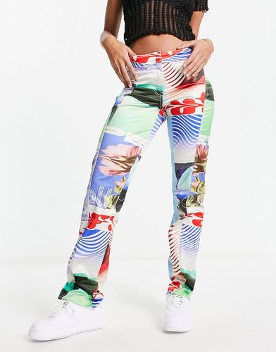 Lily - Pantalon d'ensemble en satin avec imprimé motocross - Multicolore - Weekday - Modalova