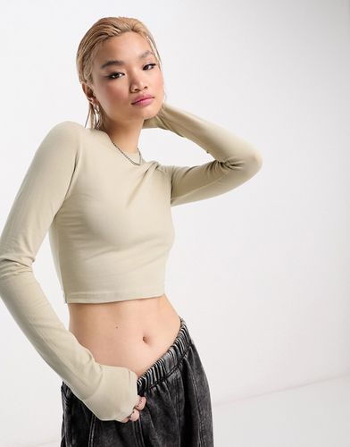 Mini - Crop top à manches longues - Beige - Weekday - Modalova