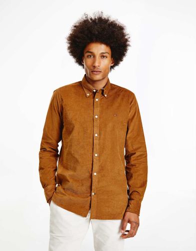 Chemise souple coupe slim en velours côtelé avec logo emblématique - Fauve - Tommy Hilfiger - Modalova