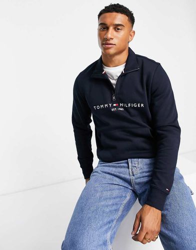 Sweat avec logo brodé et col zippé - Tommy Hilfiger - Modalova