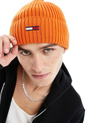 Bonnet côtelé à logo drapeau - Orange - Tommy Jeans - Modalova