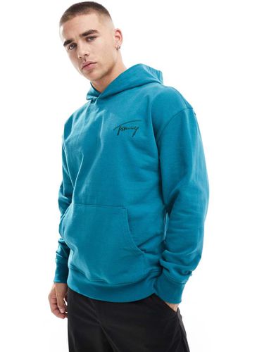 Sweat à capuche décontracté avec logo signature - Bleu sarcelle - Tommy Jeans - Modalova