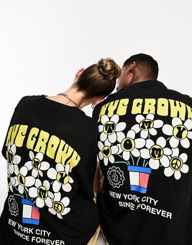 T-shirt unisexe à logo graphique fleur - Noir - Tommy Jeans - Modalova