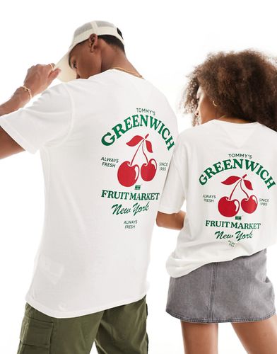 T-shirt classique unisexe à imprimé graphique - Crème - Tommy Jeans - Modalova