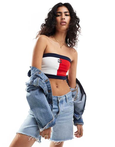 Top bandeau à logo drapeau - Bleu/rouge/ - Tommy Jeans - Modalova