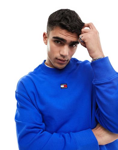 XS - Sweat ras de cou décontracté avec logo écusson - Bleu - Tommy Jeans - Modalova