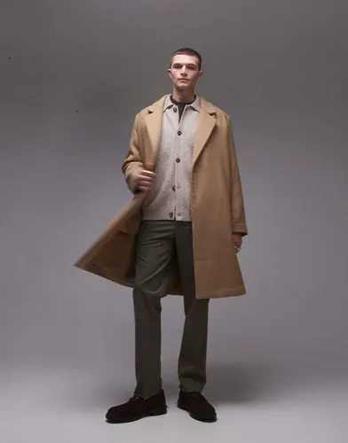 Manteau à boutonnage simple - Camel - Topman - Modalova