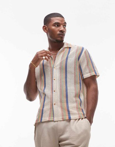 Chemise crochetée à manches courtes et rayures - Topman - Modalova