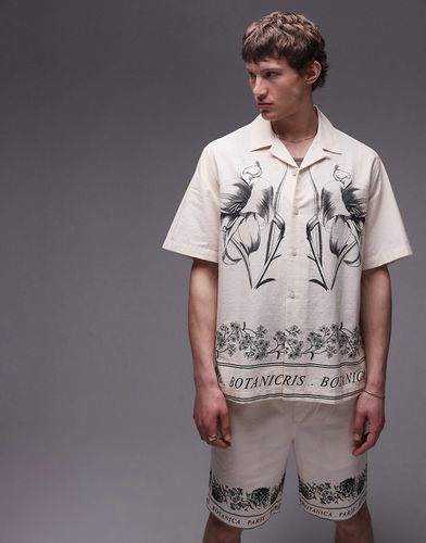 Chemise d'ensemble décontractée à manches courtes avec imprimé bordure - Écru - Topman - Modalova
