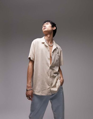 Chemise oversize en tissu éponge - Taupe - Topman - Modalova