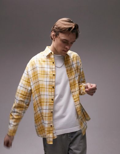 Chemise super oversize à manches longues et carreaux avec broderie - Topman - Modalova