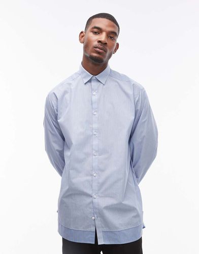 Chemise rayée oversize à manches longues effet rapiécé - Topman - Modalova